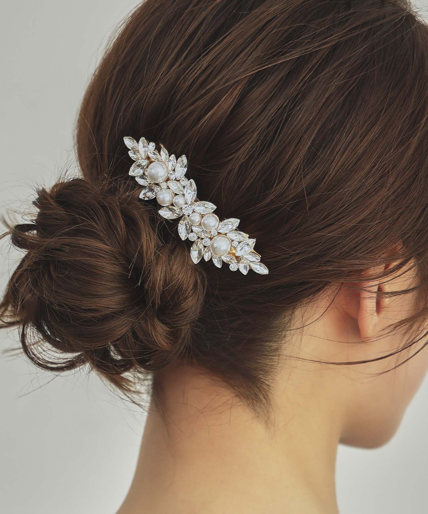 パール&ビジュー葉っぱモチーフバレッタ