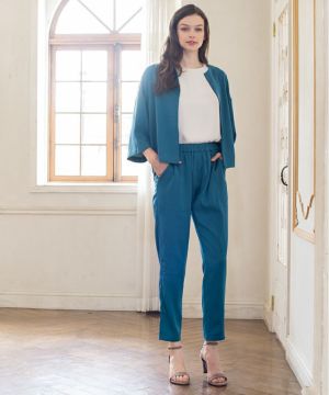 ノーカラーカーディガン＆テーパードパンツ セットアップ 目覚め