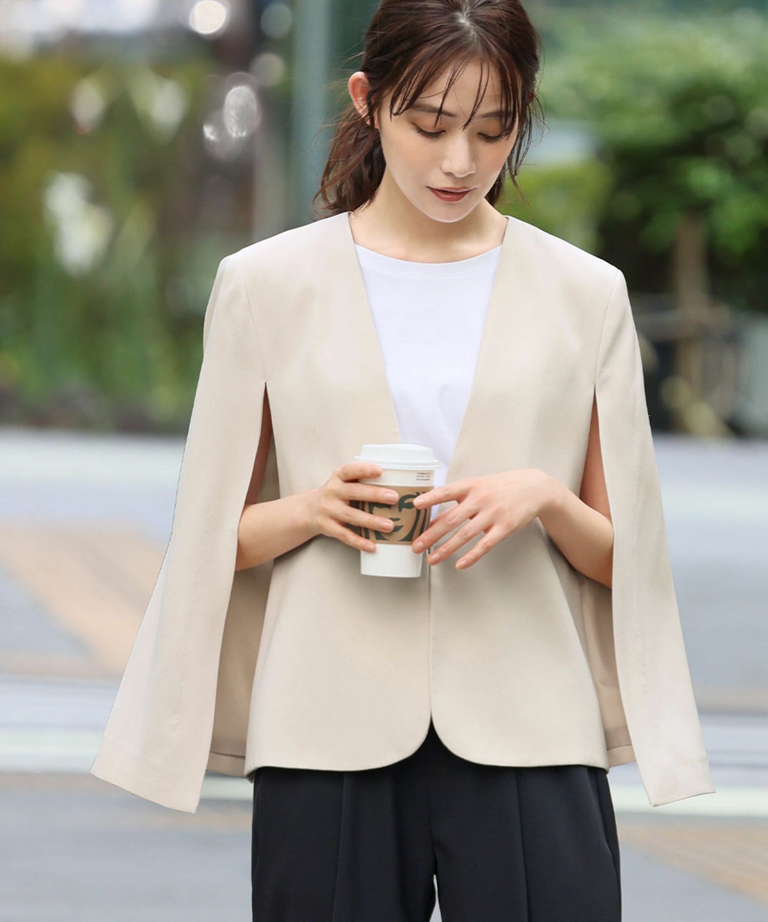 結婚式・お呼ばれ対応 | ケープ風マントスリーブジャケット 