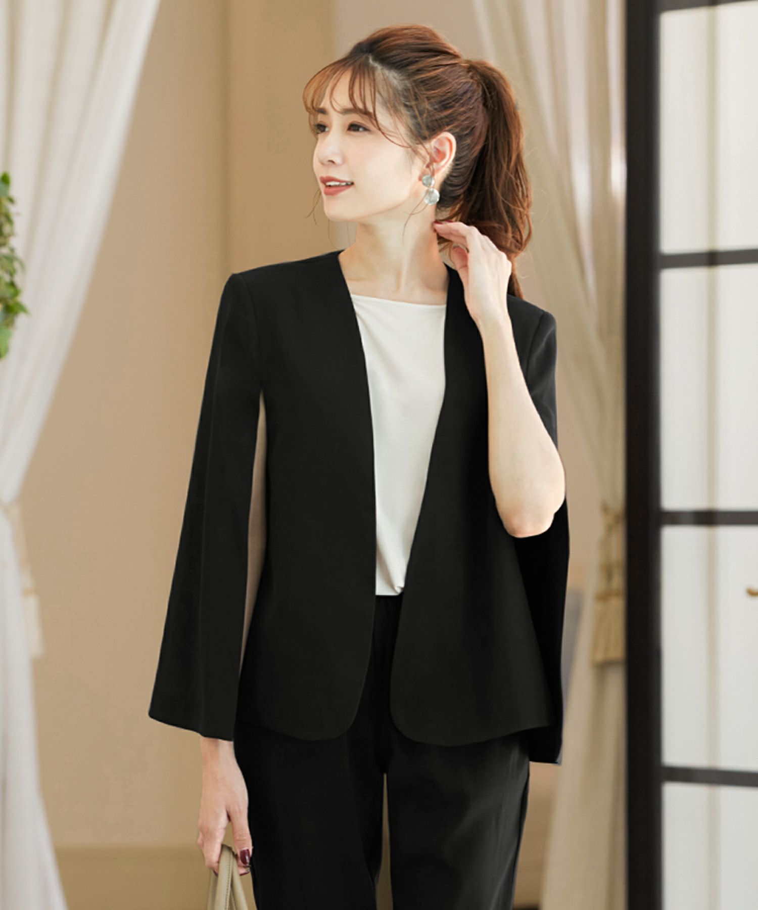 結婚式・お呼ばれ対応 | ケープ風マントスリーブジャケット 