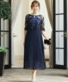 結婚式・お呼ばれ対応 |刺繍レースプリーツ結婚式ワンピース