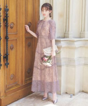 結婚式・お呼ばれ対応 | フラワー総レースフレアロング