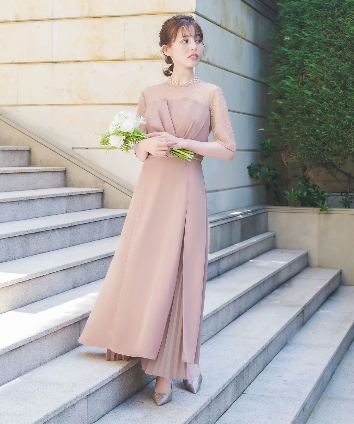 結婚式・お呼ばれ対応 | ビスチェ風アシンメトリーワンピース 