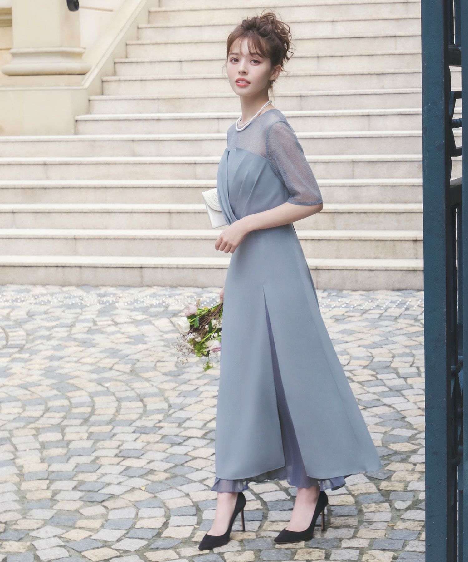 結婚式・お呼ばれ対応 | ビスチェ風アシンメトリーワンピース 