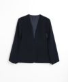 セット：ポンチョデザインノーカラー長袖ジャケット