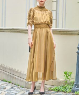 GIRL DRESS FOR NOW ドレス シフォンシャーリングハイネック