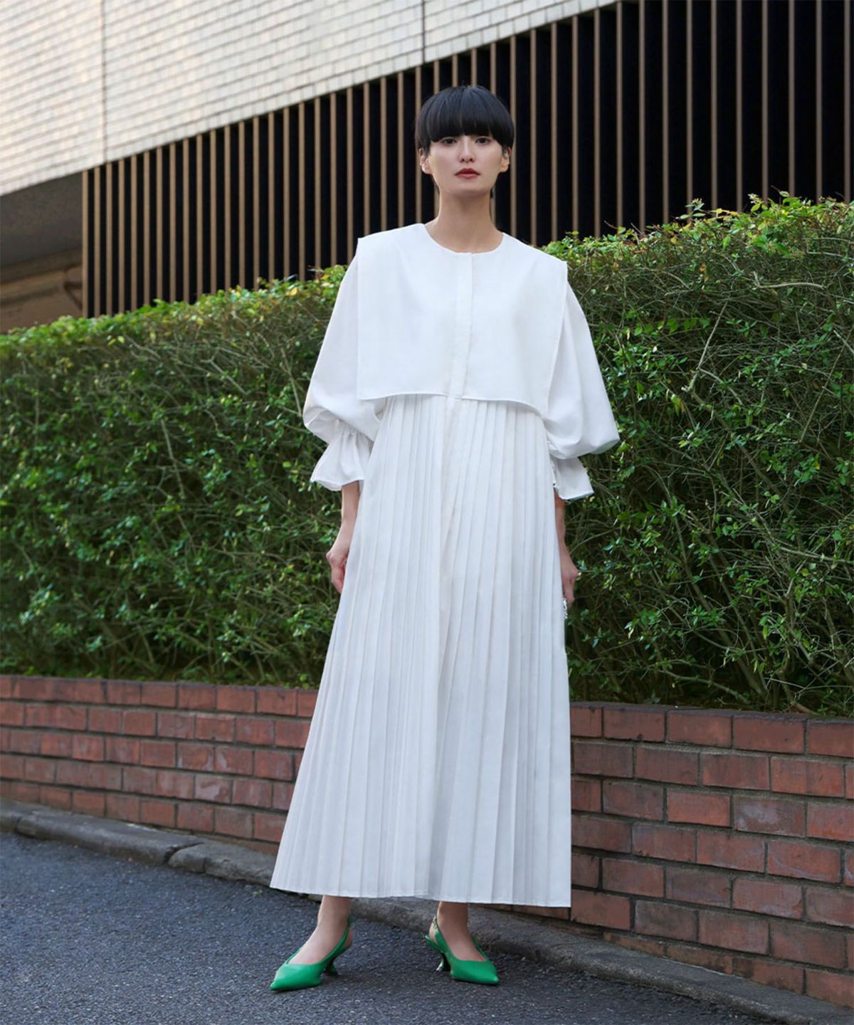 ワンピース フリル ロングドレス プリーツ エレガントマキシ丈 chen-dress04-11.jpg