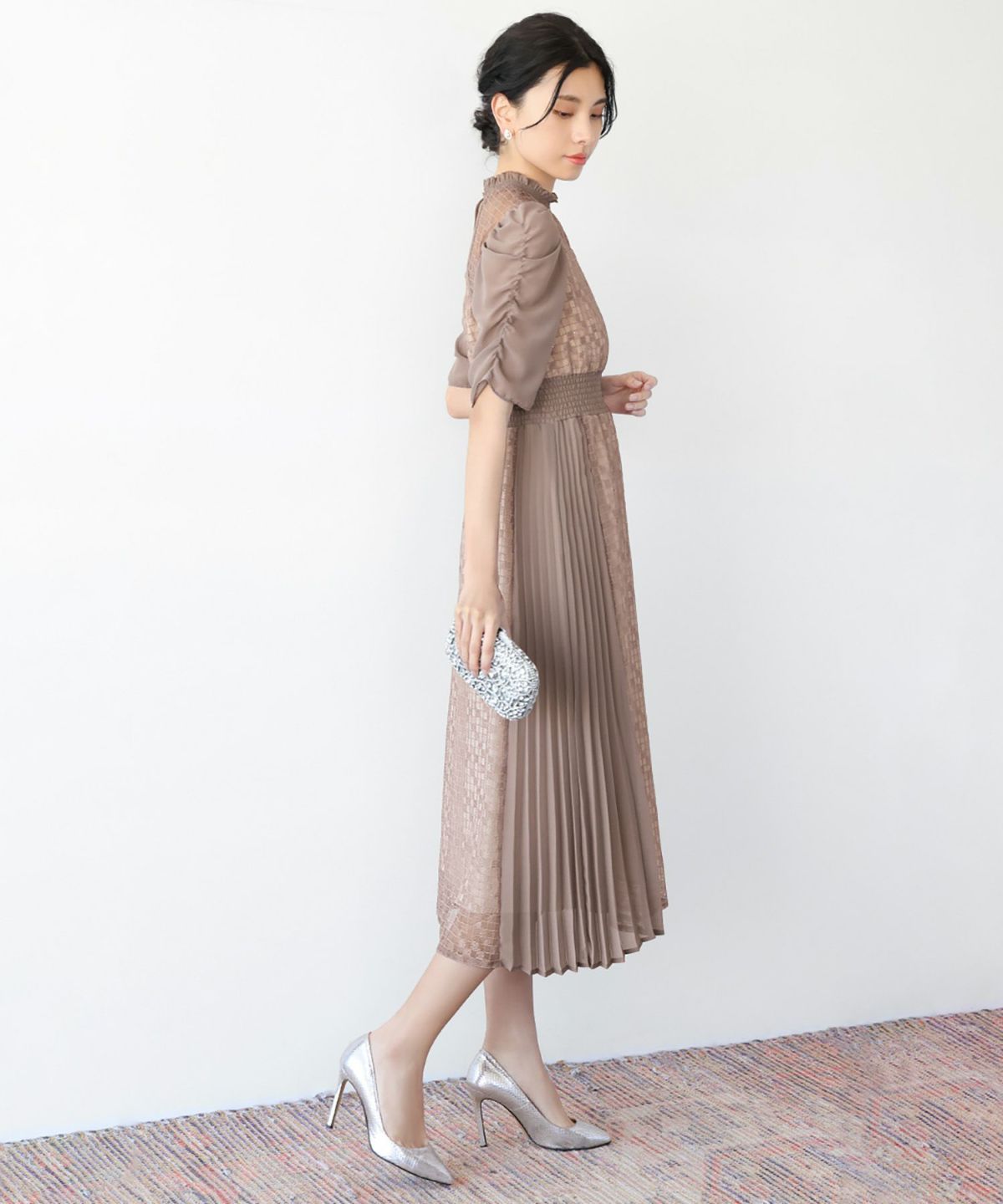 結婚式・お呼ばれ対応 | チェックサイドプリーツワンピース