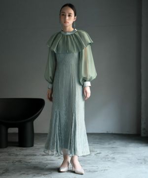 結婚式・お呼ばれ対応 | ケープカラーワンピースドレス