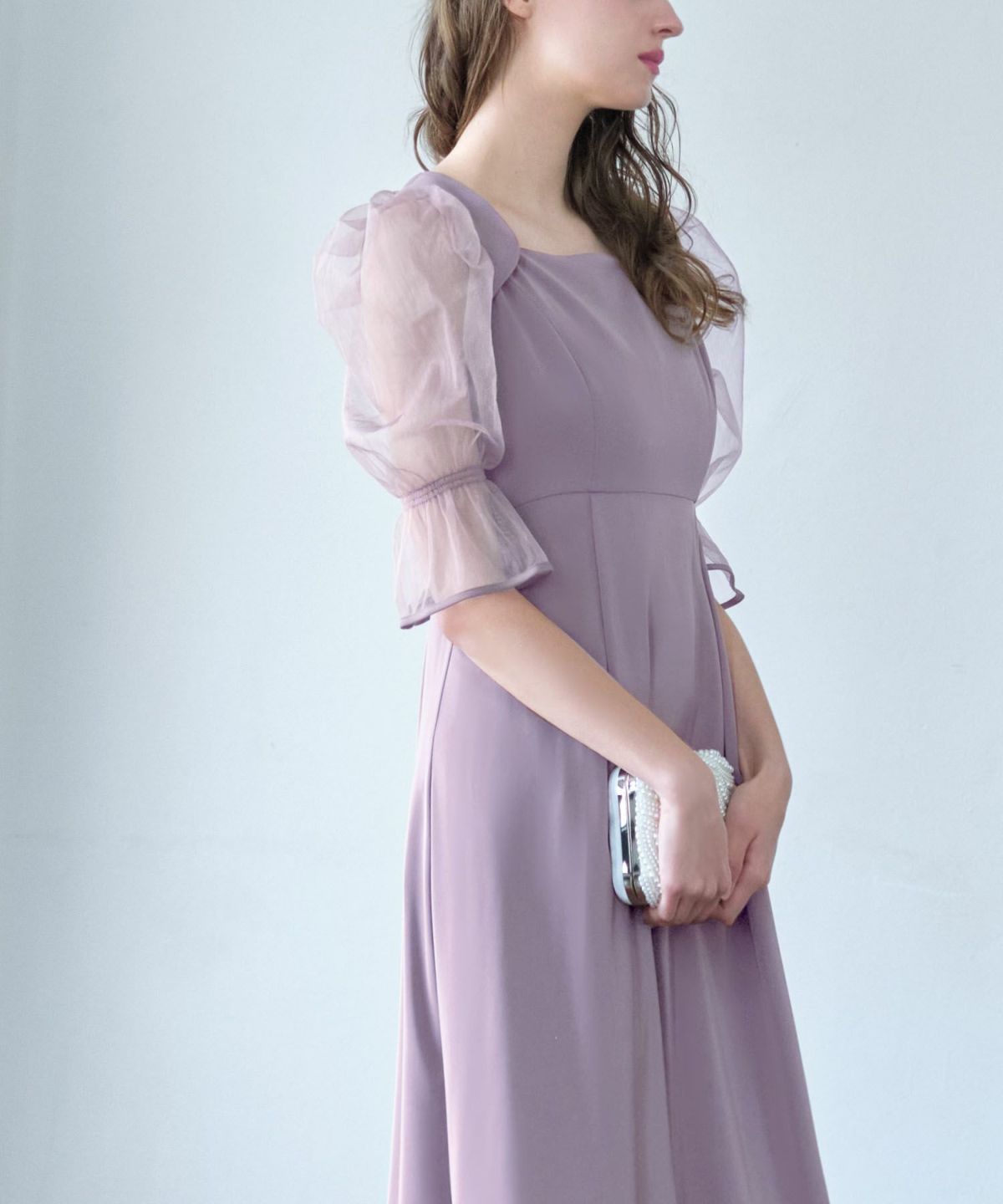 結婚式・お呼ばれ対応 | チュール袖切替えワンピースドレス