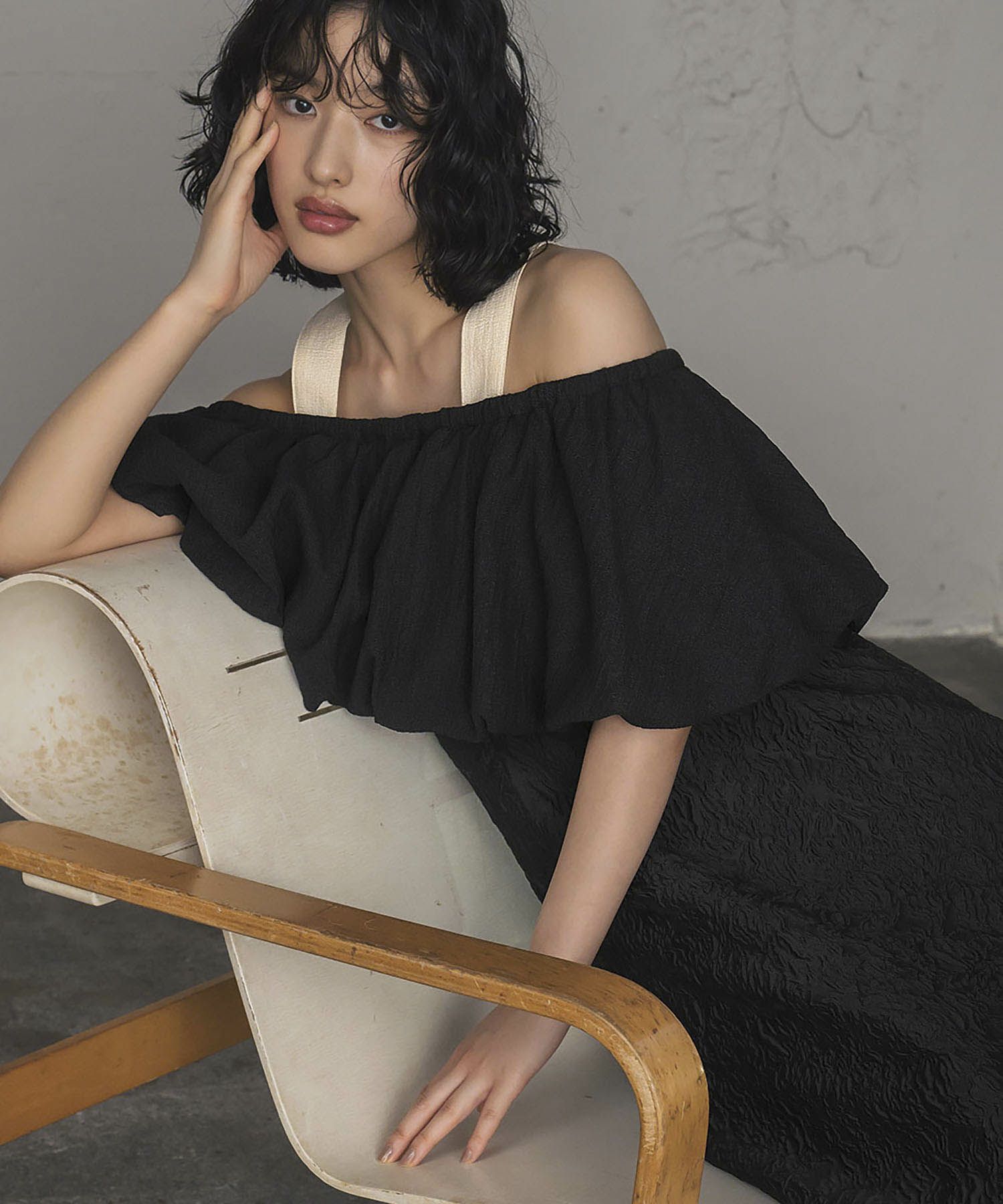 結婚式・お呼ばれ対応 | バルーンオフショルダーワンピースドレス 