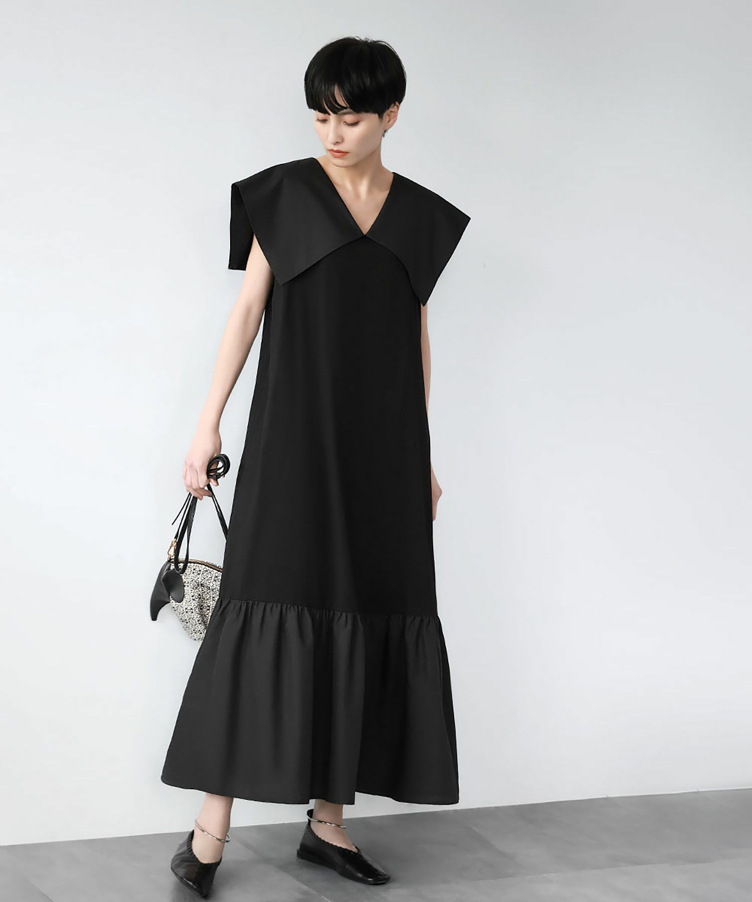 katie MAD hoey セーラー　ロング　ワンピース　ドレス　ウール　黒 katie MAD hoey セーラー ロング ワンピース ドレス