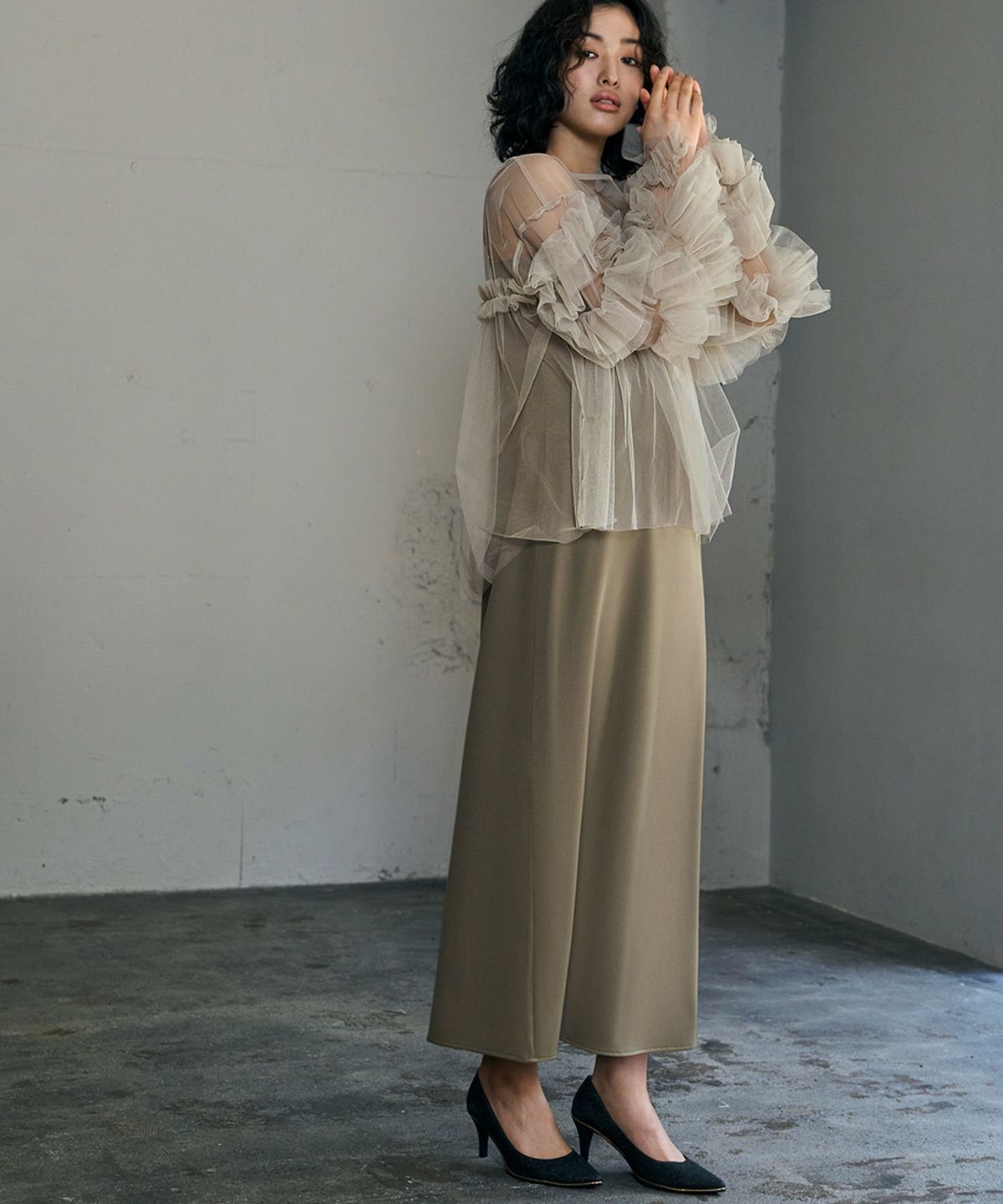 イエロー チュールトップス お呼ばれ オケージョン 結婚式・お呼ばれ対応 | デコラティブチュールトップス