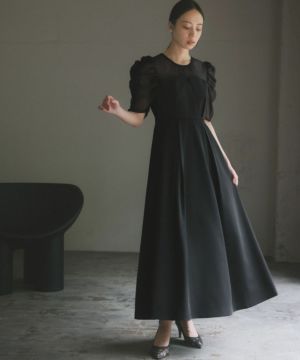 【公式】フジのお歳暮・冬ギフト 結婚式・お呼ばれ対応 | ギャザースリーブタックワンピース スーツ・フォーマル・ドレス