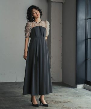 結婚式・お呼ばれ対応 | ギャザースリーブワンピースドレス