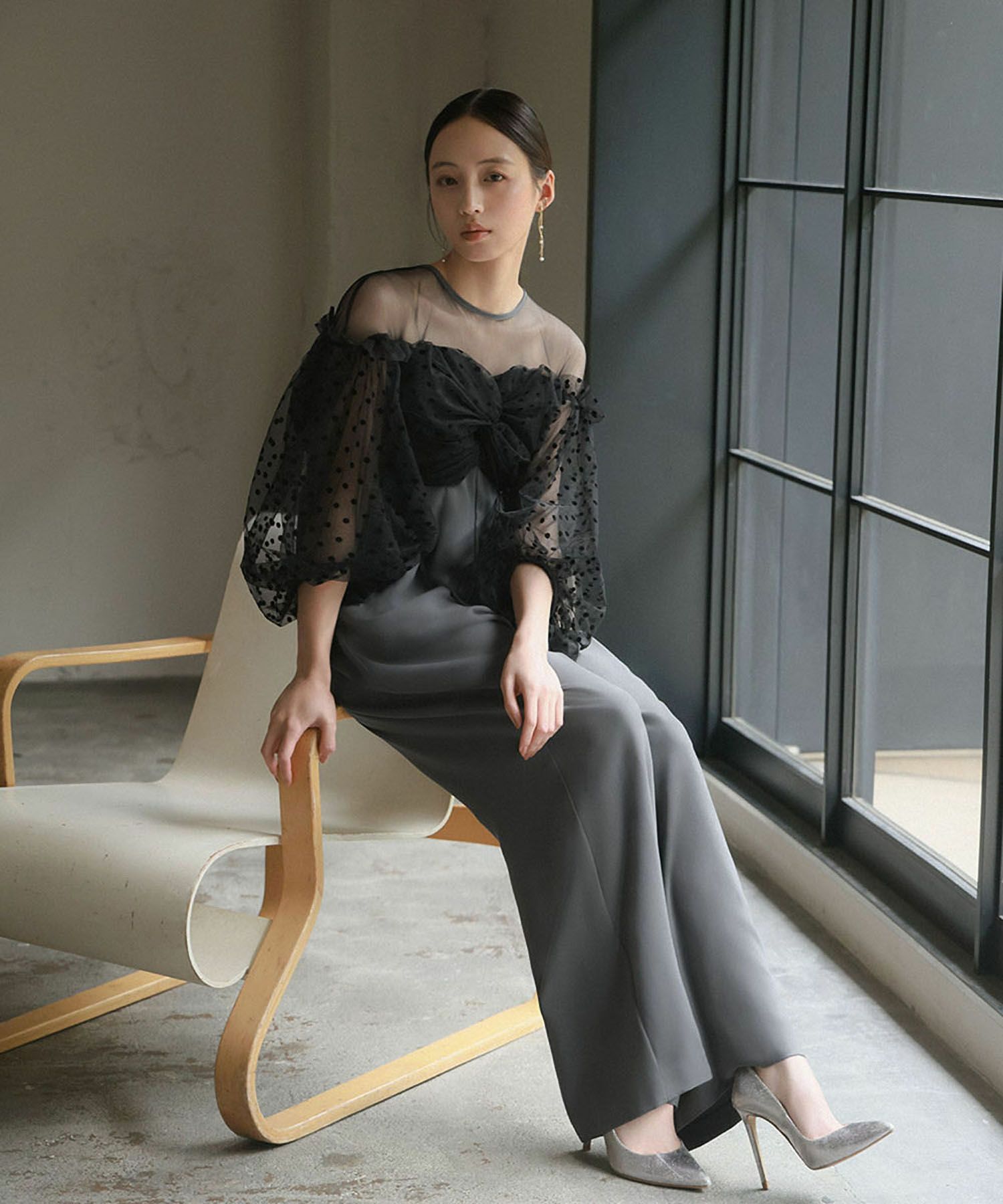 結婚式・お呼ばれ対応 | ドットオールインワンパンツドレス 