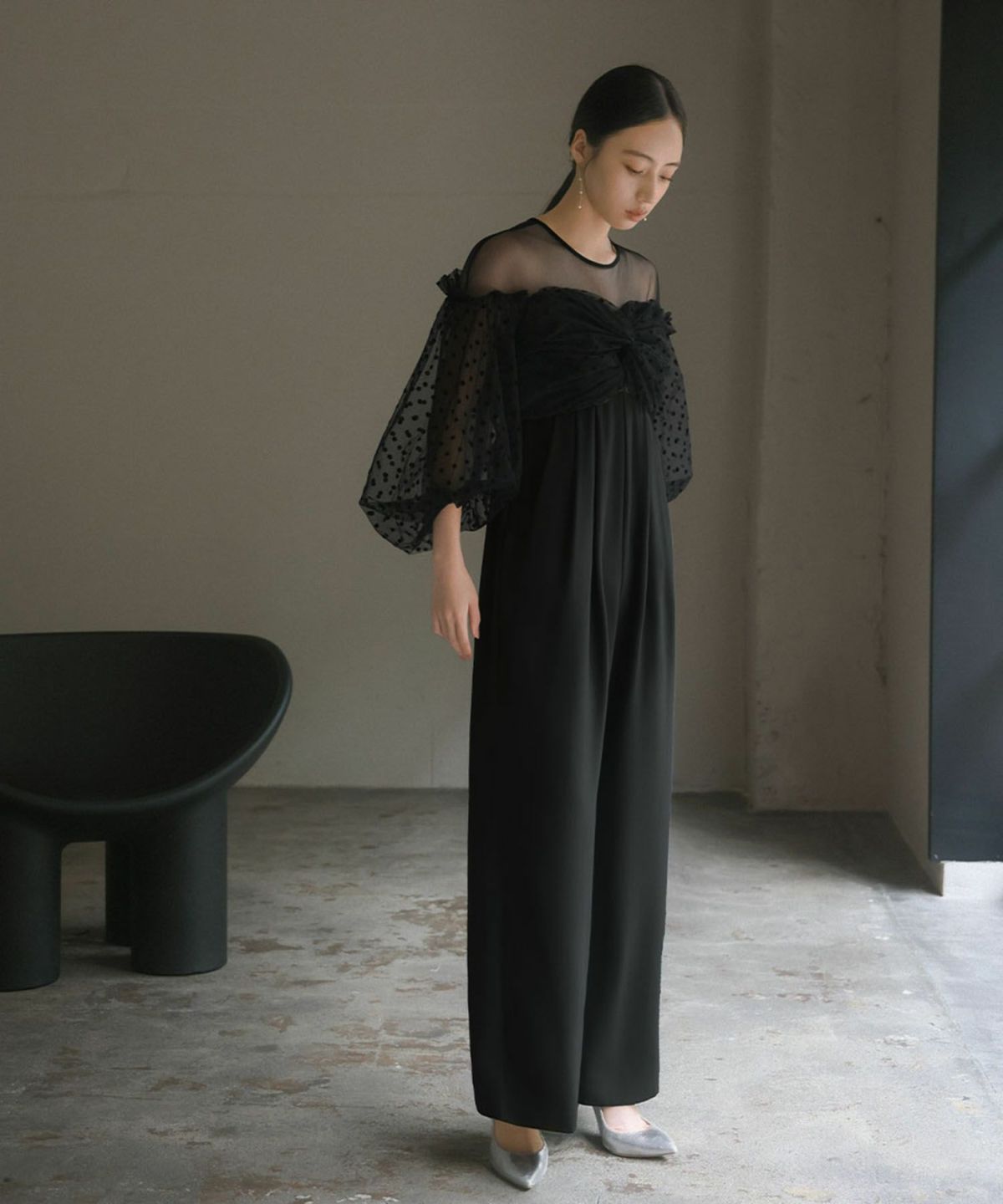 GIRL DRESS FOR NOW フロッキードットシアーオールインワン 結婚式 パンツドレス パーティードレス オケージョンドレス お呼ばれ  二次会 成人式 同窓会 レディース : ZOZOTOWN Yahoo!店 - 通販 - Yahoo!ショッピング