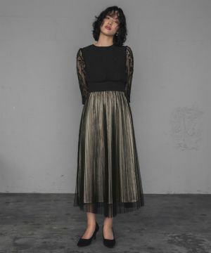 結婚式・お呼ばれ対応 | レース×チュールプリーツドレス