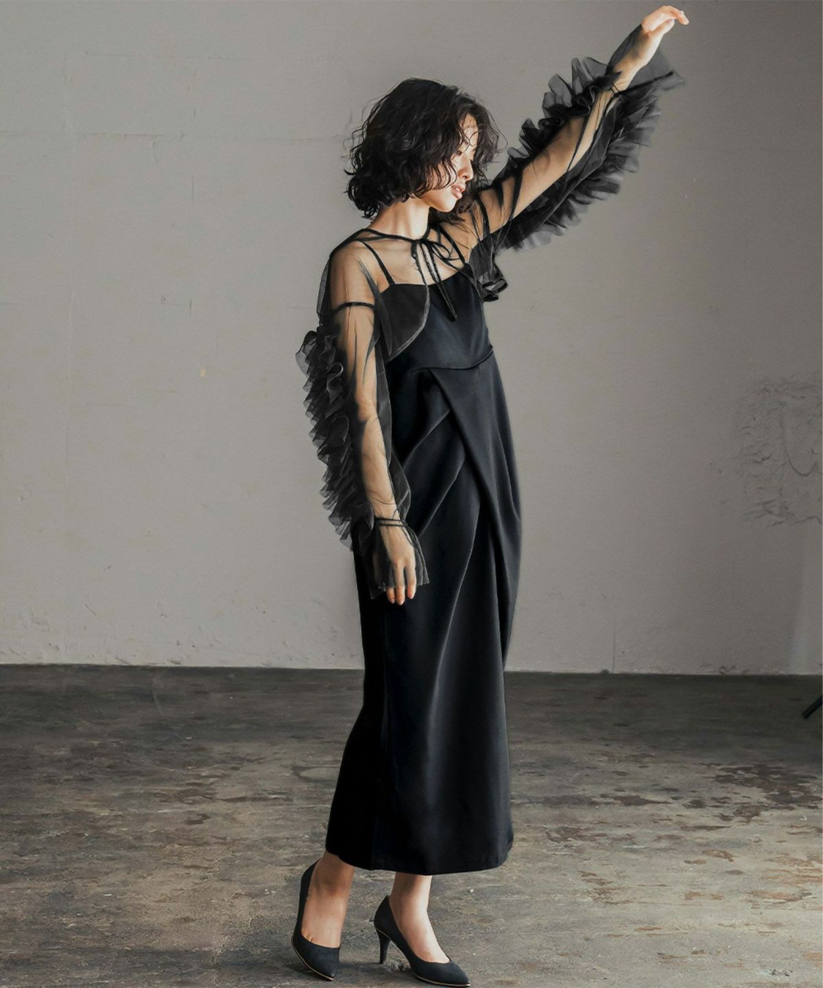 【値下げ】お呼ばれドレス 2way チュール GIRL DRESS FOR NOW ドレス 2WAYチュールケープ・キャミ