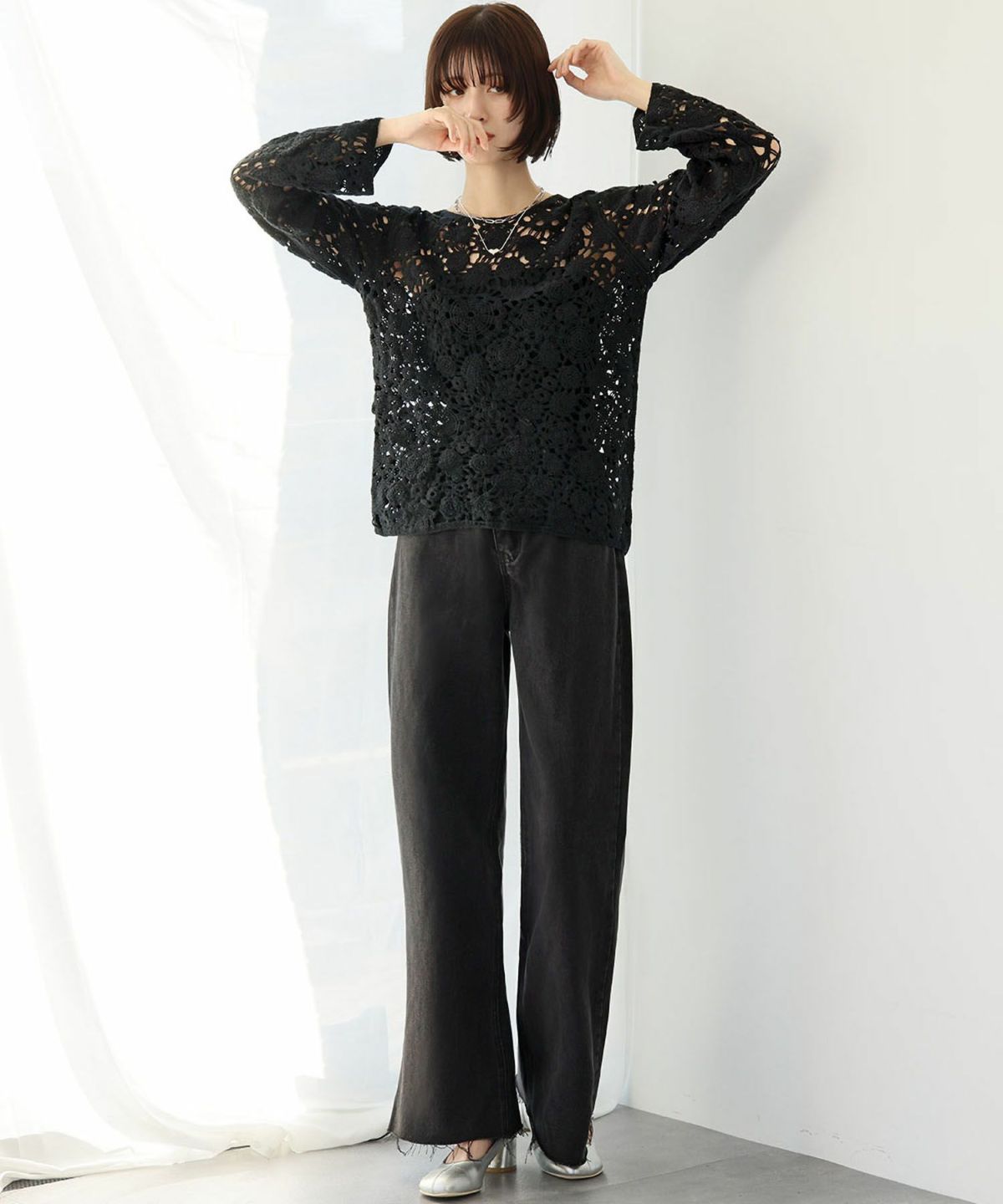 身長：166cm　着用サイズ：FREE　B：72 / W：59 / H：82