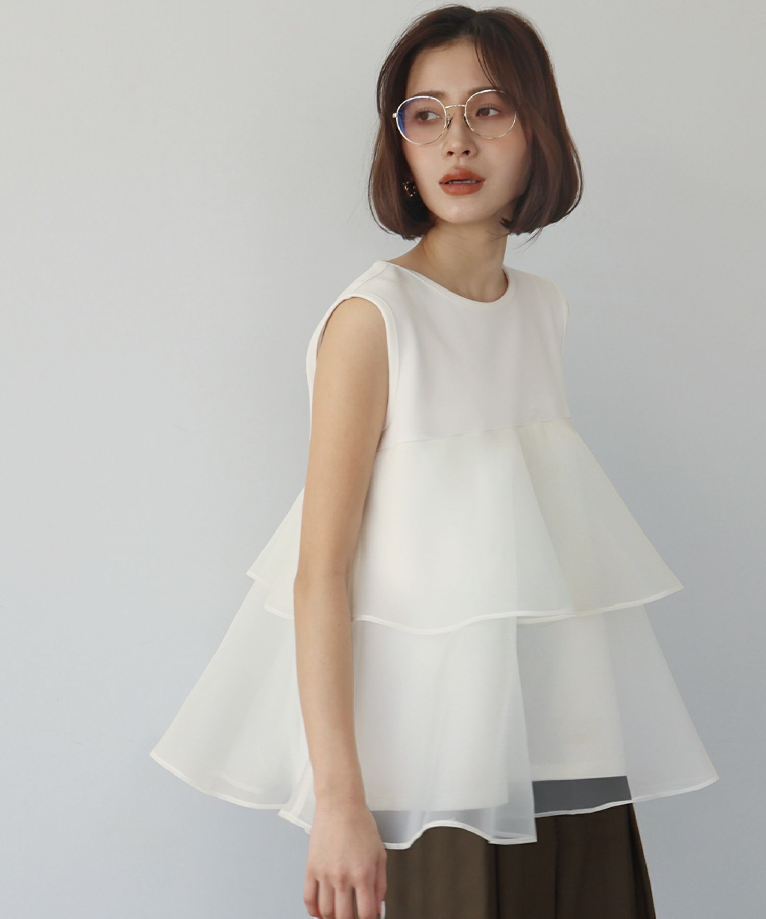 YORI(ヨリ) ティアードチュニックドレス ネイビー サイズ F