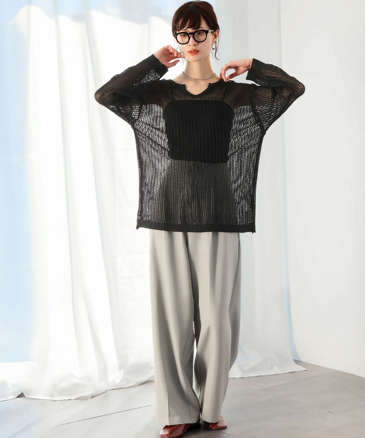 身長：166cm　着用サイズ：FREE　B：72 / W：59 / H：82