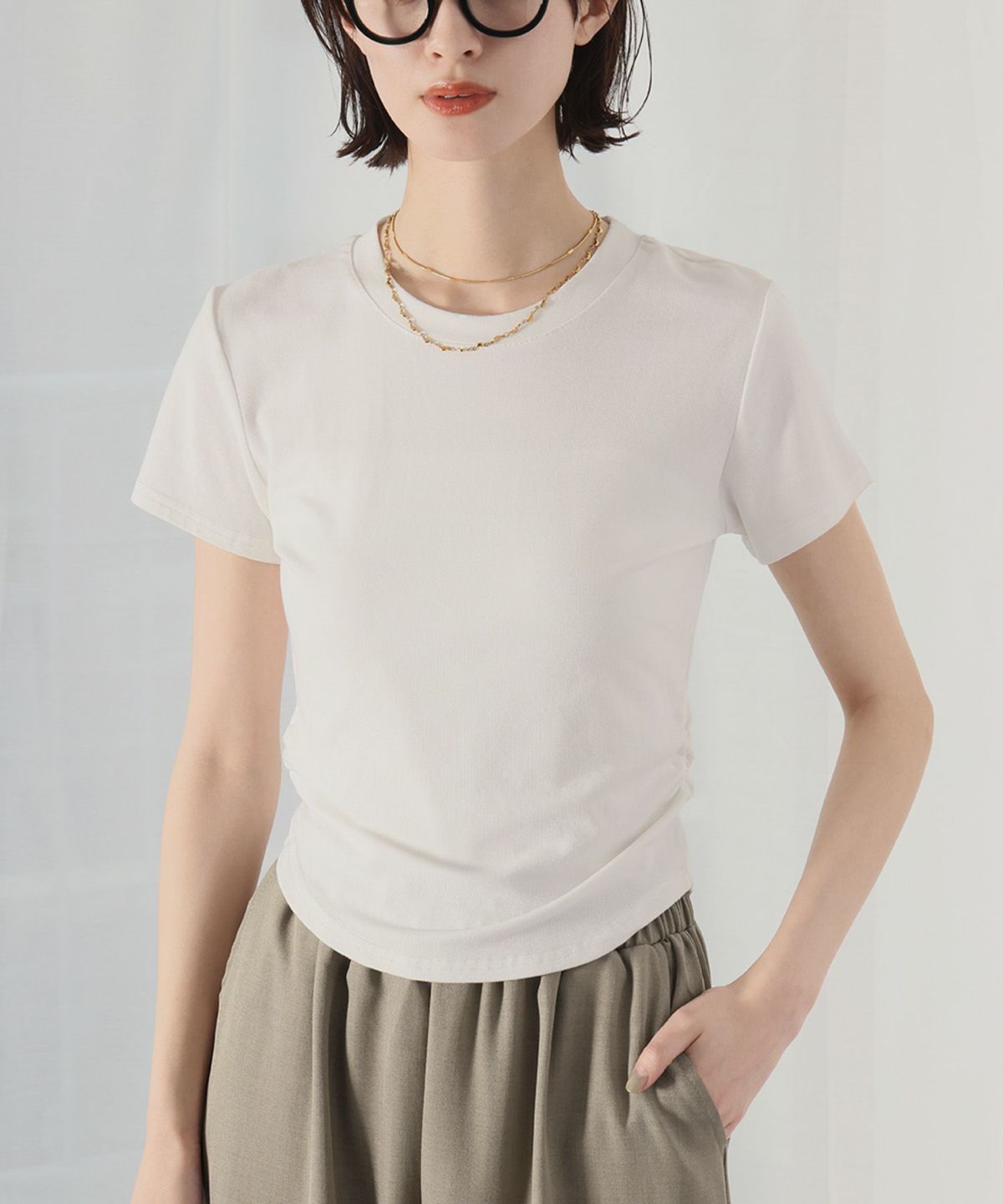 tシャツ サイドギャザースキンカットソー レディース 楽天市場】大きいサイズ レディース トップス Tシャツ