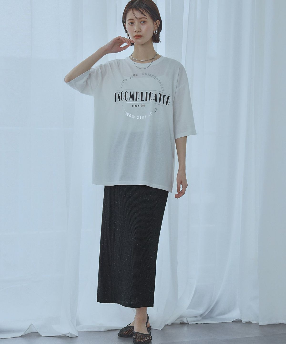 身長：166cm　着用サイズ：FREE　B：72 / W：59 / H：82