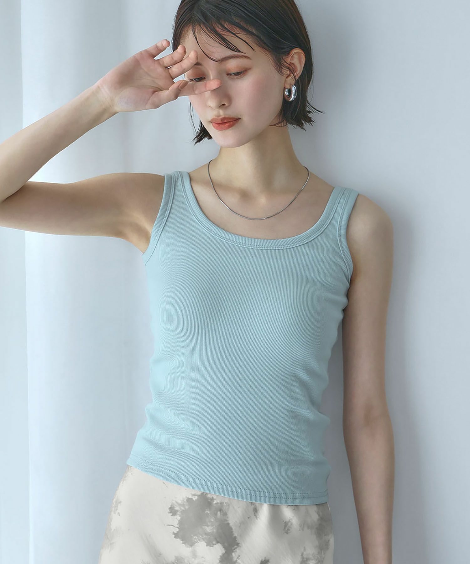 デイリー・カジュアル対応 | リブ編み素材ベーシックタンクトップ