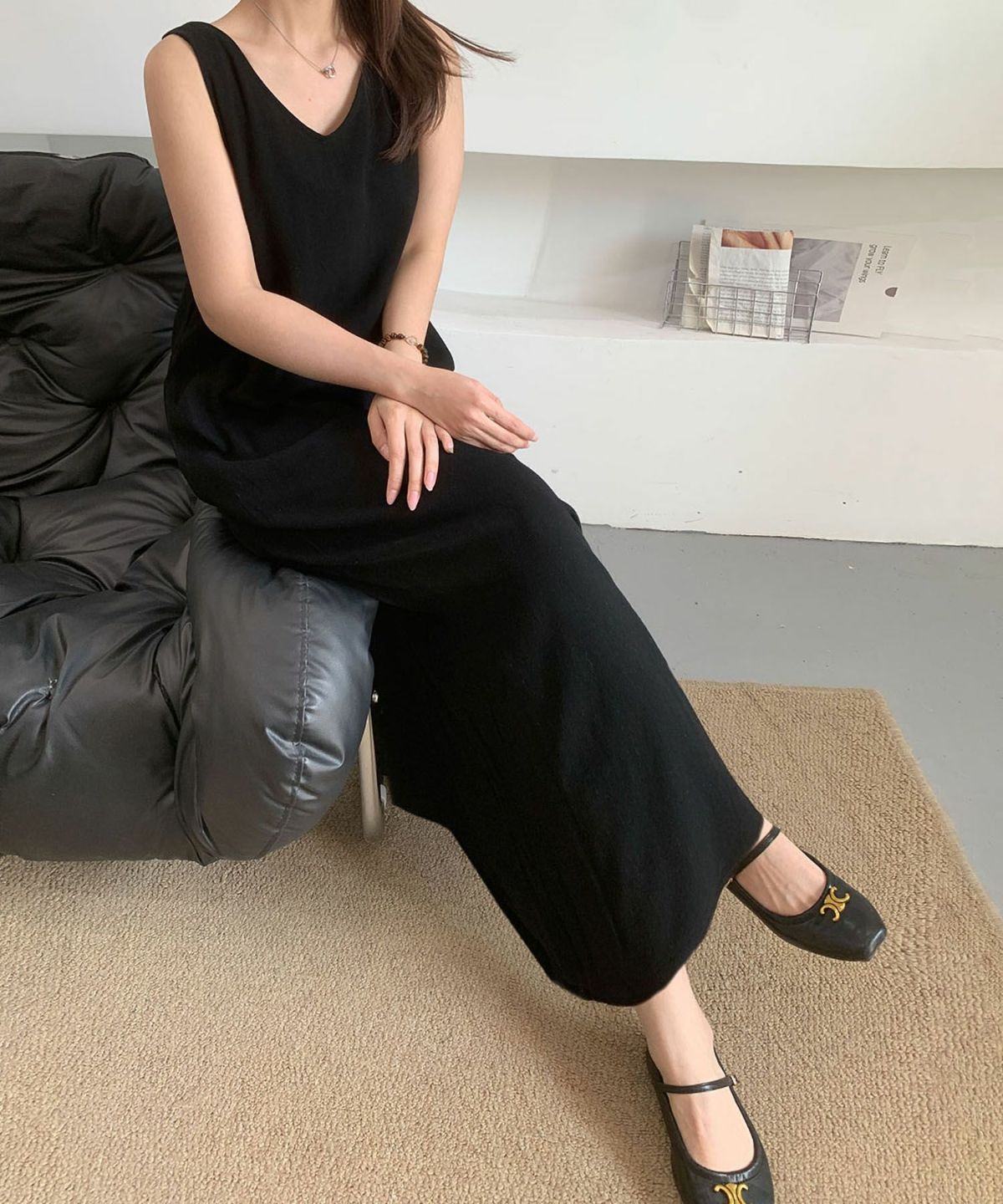yori ヨリ リネン ノースリーブロングワンピース デイリー・カジュアル対応 | リネンライクノースリーブ