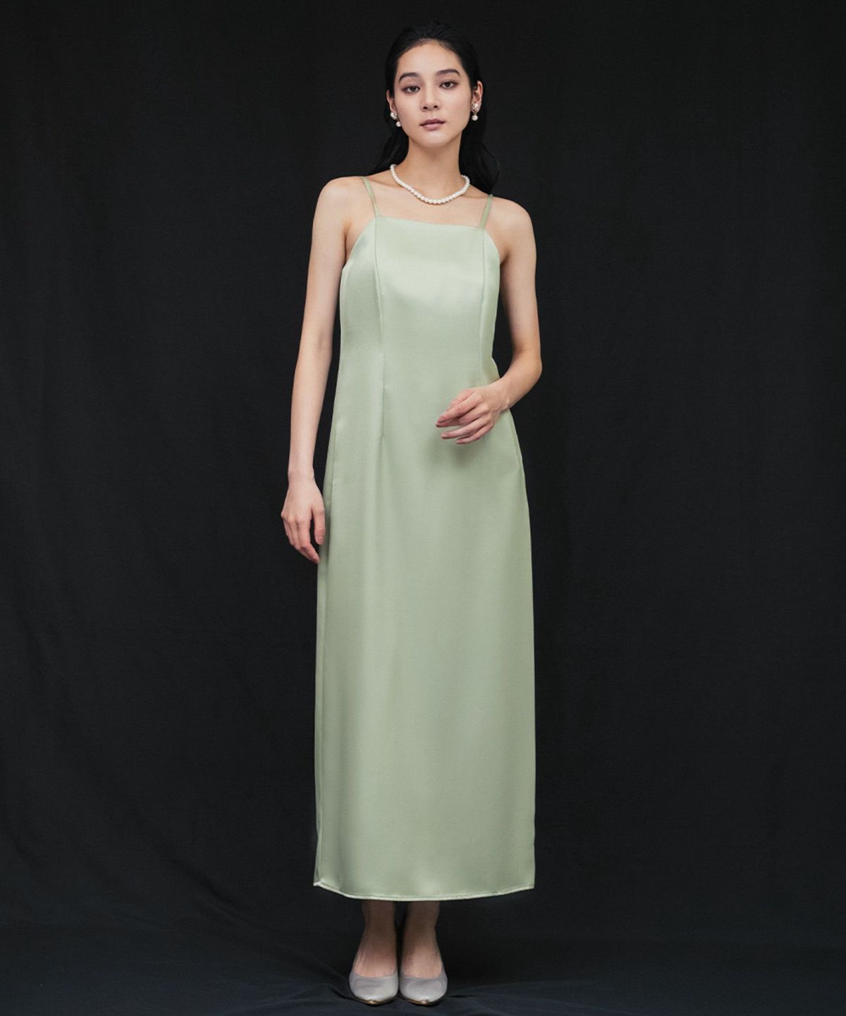 結婚式・お呼ばれ対応 | マキシ丈サテンキャミソールドレス
