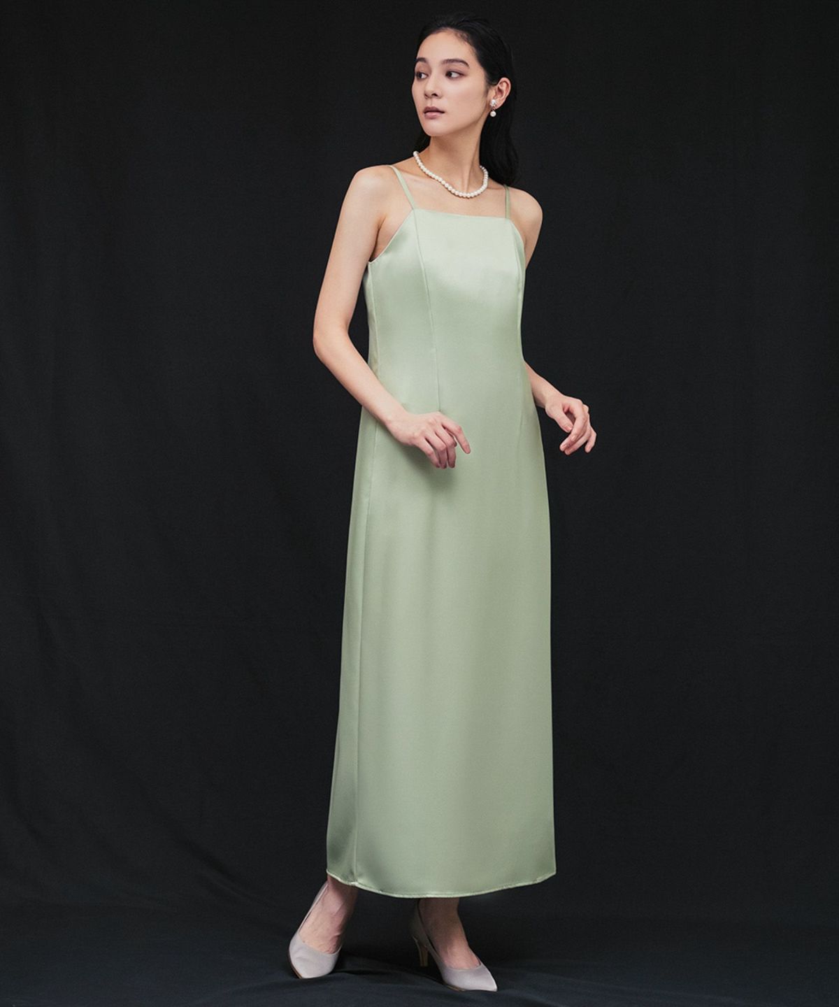 結婚式・お呼ばれ対応 | マキシ丈サテンキャミソールドレス