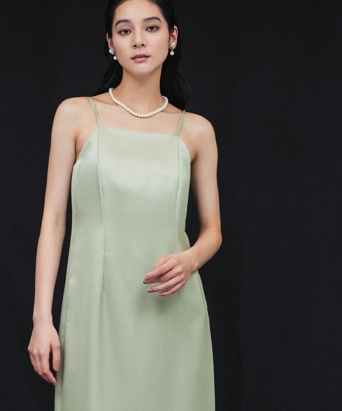 ドレス マキシ丈 サテン ワンピース キャミソール パーティー 結婚式・お呼ばれ対応 | マキシ丈サテンキャミソールドレス