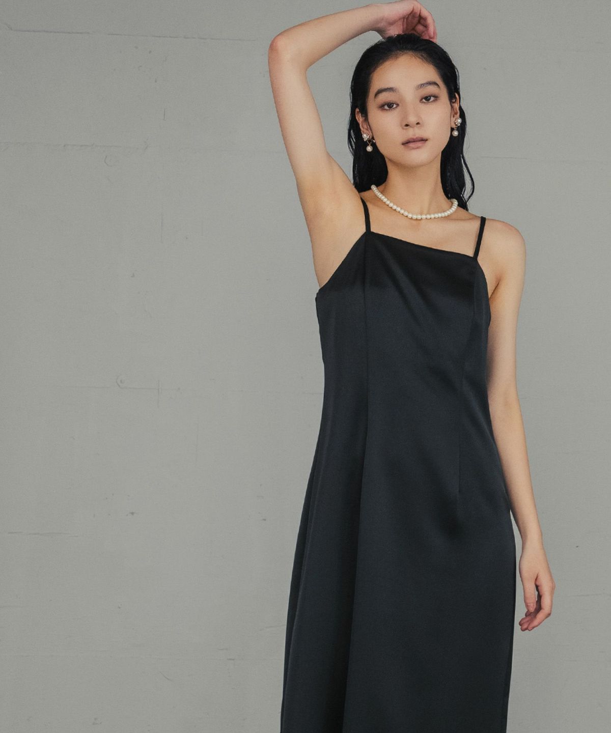 結婚式・お呼ばれ対応 | マキシ丈サテンキャミソールドレス
