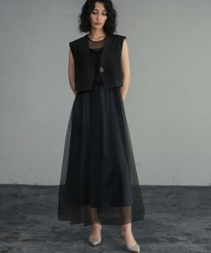 GIRL オケージョンドレス パンツドレス チュールレイヤード XL GIRL DRESS FOR NOW パンツドレス チュールレイヤードトップス