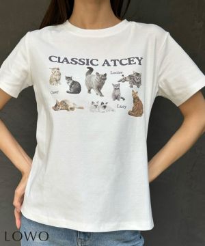 デイリー・カジュアル対応 | 綿混アニマルプリントTシャツ