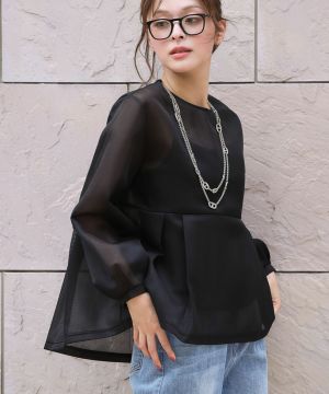 ⭐︎sakura⭐︎ アトリエフランセのガーゼカットソーチュニック ☆7分袖チュニックAラインカットソー | ALBANY (Women/大きい