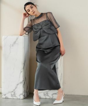 結婚式やパーティーに♡GIRLドレス ブルーグレー GIRL DRESS FOR NOW パーティードレス 結婚式 服装 ドレス