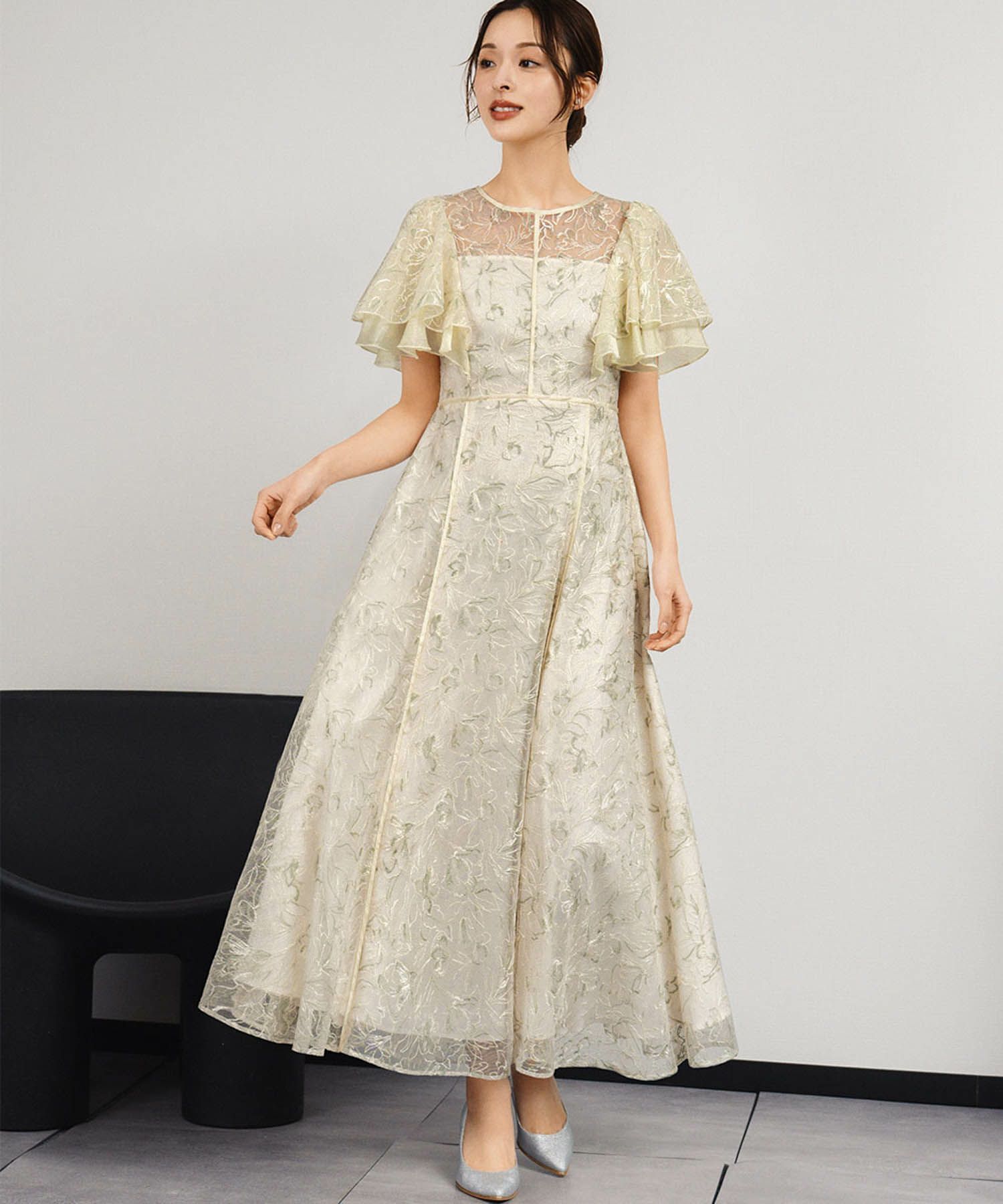 結婚式・お呼ばれ対応 | 総レースフレアスリーブパーティードレス