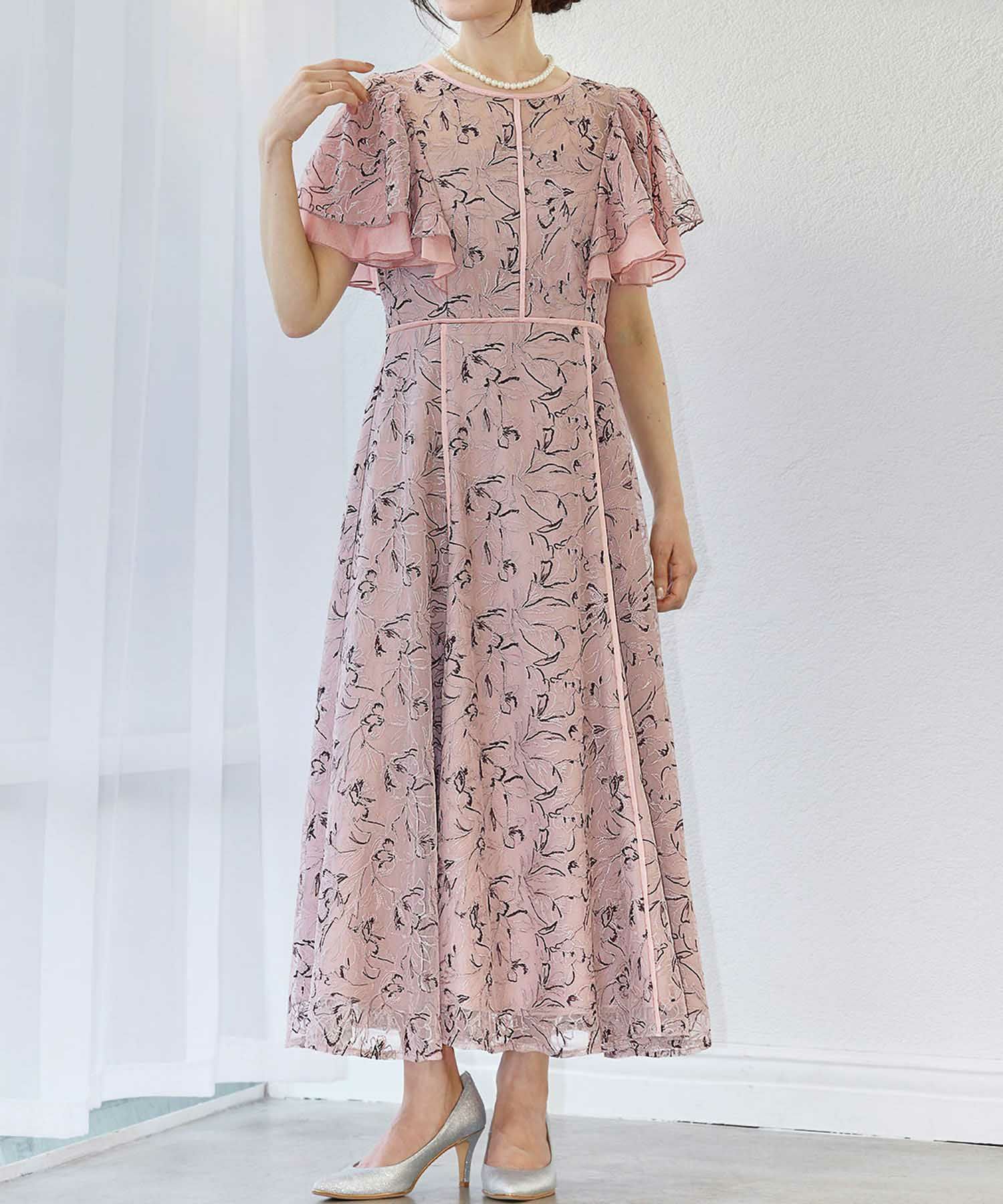 結婚式・お呼ばれ対応 | 総レースフレアスリーブパーティードレス