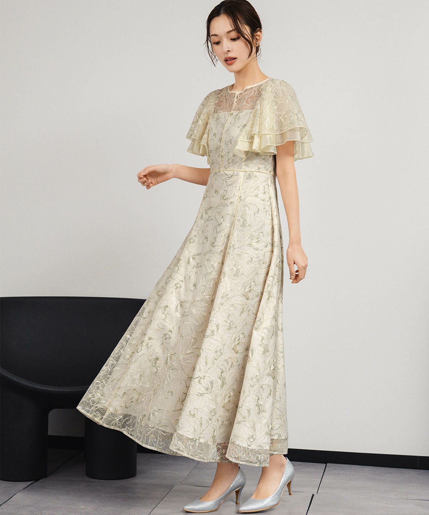 結婚式・お呼ばれ対応 | 総レースフレアスリーブパーティードレス